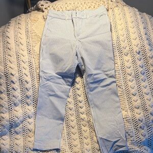 Women's Blue & White Striped Stretch Chino Pants